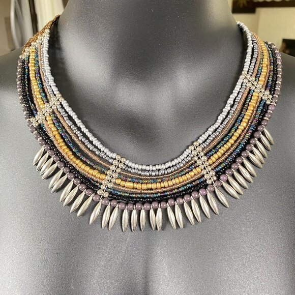 Jewelry - Swazi Style Vintage Handmade Beaded Choker Necklace​​